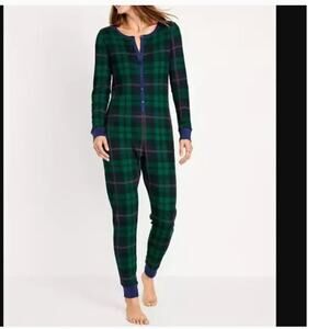 Old Navy Womens Matching Printed Thermal-Knit One-Piece Pajamas size Midium